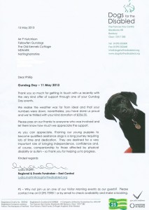 Letter from Dogs for the disabled